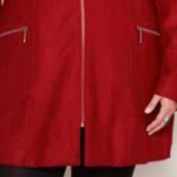 WOOL COAT, FRONT ZIP, RICH RED, SIZE 4X, ZIP POCKETS, PRINCESS SEAMS, FULLY LINE - Picture 3 of 3